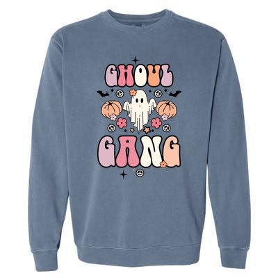 Halloween Day Ghoul Gang Ghost Retro Halloween Garment-Dyed Sweatshirt