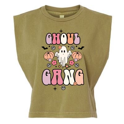 Halloween Day Ghoul Gang Ghost Retro Halloween Garment-Dyed Women's Muscle Tee