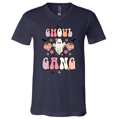 Halloween Day Ghoul Gang Ghost Retro Halloween V-Neck T-Shirt