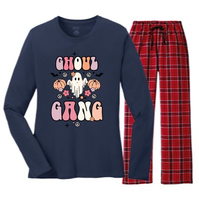 Halloween Day Ghoul Gang Ghost Retro Halloween Women's Long Sleeve Flannel Pajama Set 