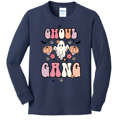 Halloween Day Ghoul Gang Ghost Retro Halloween Kids Long Sleeve Shirt