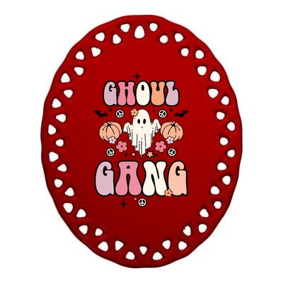 Halloween Day Ghoul Gang Ghost Retro Halloween Ceramic Oval Ornament