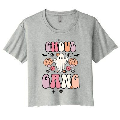 Halloween Day Ghoul Gang Ghost Retro Halloween Women's Crop Top Tee