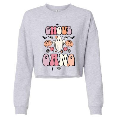 Halloween Day Ghoul Gang Ghost Retro Halloween Cropped Pullover Crew