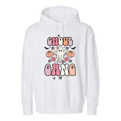 Halloween Day Ghoul Gang Ghost Retro Halloween Garment-Dyed Fleece Hoodie