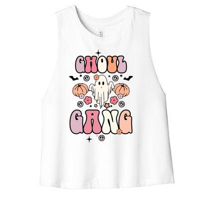 Halloween Day Ghoul Gang Ghost Retro Halloween Women's Racerback Cropped Tank