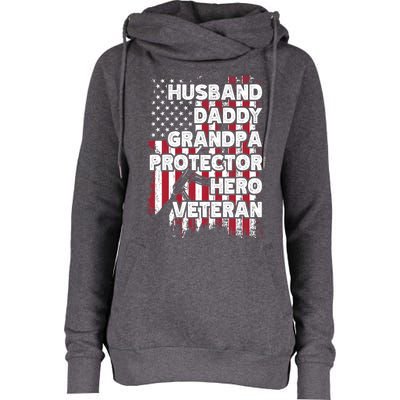 Husband Daddy Grandpa Protector Hero Veteran Cute Gift Womens Funnel Neck Pullover Hood