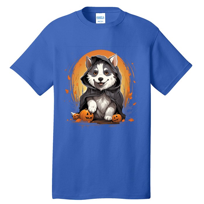 Husky Dog Ghost Funny Halloween Pumpkin For Dog Lovers Gift Tall T-Shirt