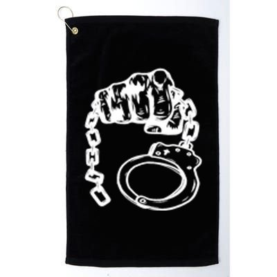 Hand Drawn Handcuff Fist Platinum Collection Golf Towel