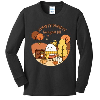 H.umpty D.umpty Had A Great Fall Happy Fall Yall Autumn Gifts Kids Long Sleeve Shirt