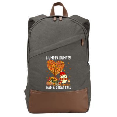 H.umpty D.umpty Had A Great Fall Thanksgiving Autumn Halloween Cotton Canvas Backpack