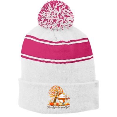 H.U.M.P.T.Y. .D.U.M.P.T.Y Had A Great Fall Thanksgiving Autumn Stripe Pom Pom Beanie