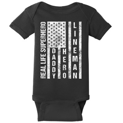 Husband Daddy Hero Lineman Father Day Gift Baby Bodysuit