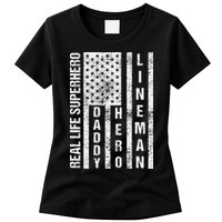 Husband Daddy Hero Lineman Father Day Gift Womens T-Shirt