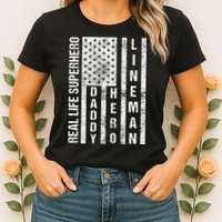 Husband Daddy Hero Lineman Father Day Gift Womens T-Shirt