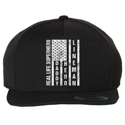 Husband Daddy Hero Lineman Father Day Gift Wool Snapback Cap