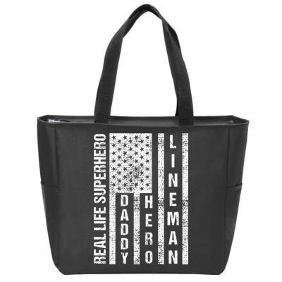 Husband Daddy Hero Lineman Father Day Gift Zip Tote Bag