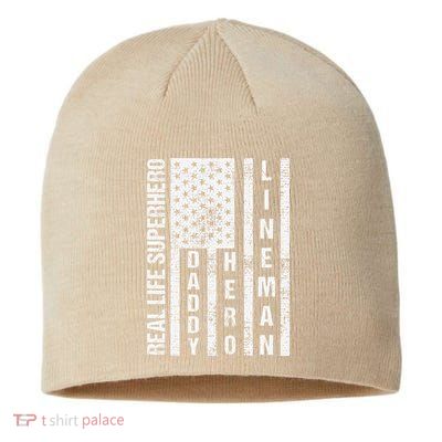 Husband Daddy Hero Lineman Father Day Gift Sustainable Beanie