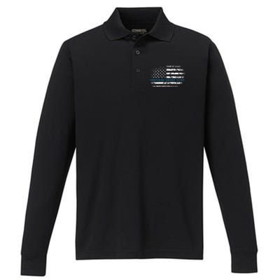 Husband Daddy Hero Thin Blue Line Police Support Father Performance Long Sleeve Polo