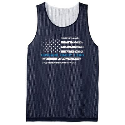 Husband Daddy Hero Thin Blue Line Police Support Father Mesh Reversible Basketball Jersey Tank