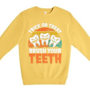 Halloween Dental Hygiene Brush Your Th Dental Hygiene Gift Premium Crewneck Sweatshirt