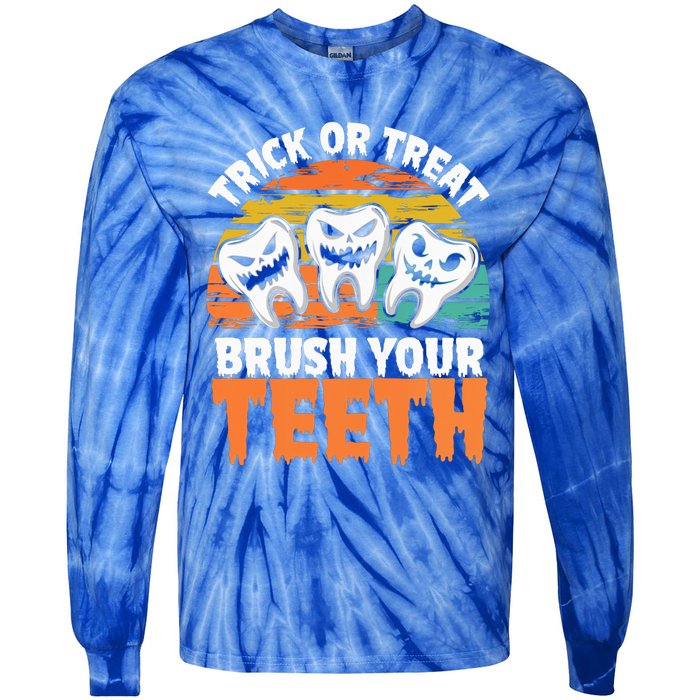 Halloween Dental Hygiene Brush Your Th Dental Hygiene Gift Tie-Dye Long Sleeve Shirt