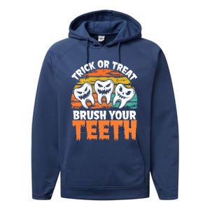 Halloween Dental Hygiene Brush Your Th Dental Hygiene Gift Performance Fleece Hoodie