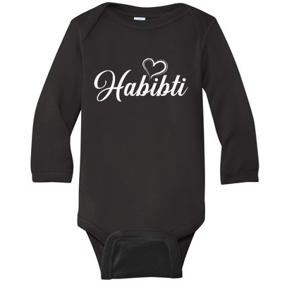 Habibti Darling Heart Arabic Baby Long Sleeve Bodysuit