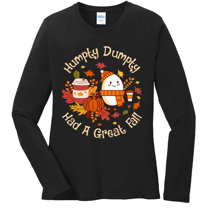 H.U.M.P.T.Y D.U.M.P.T.Y Had A Great Fall Cute Autumn Pun Ladies Long Sleeve Shirt