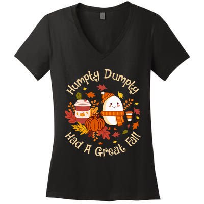 H.U.M.P.T.Y D.U.M.P.T.Y Had A Great Fall Cute Autumn Pun Women's V-Neck T-Shirt