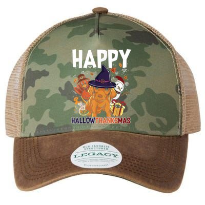 Hallothanksmas Dachshund Halloween Christmas Thanksgiving Legacy Tie Dye Trucker Hat
