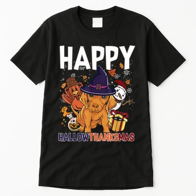 Hallothanksmas Dachshund Halloween Christmas Thanksgiving Tall T-Shirt