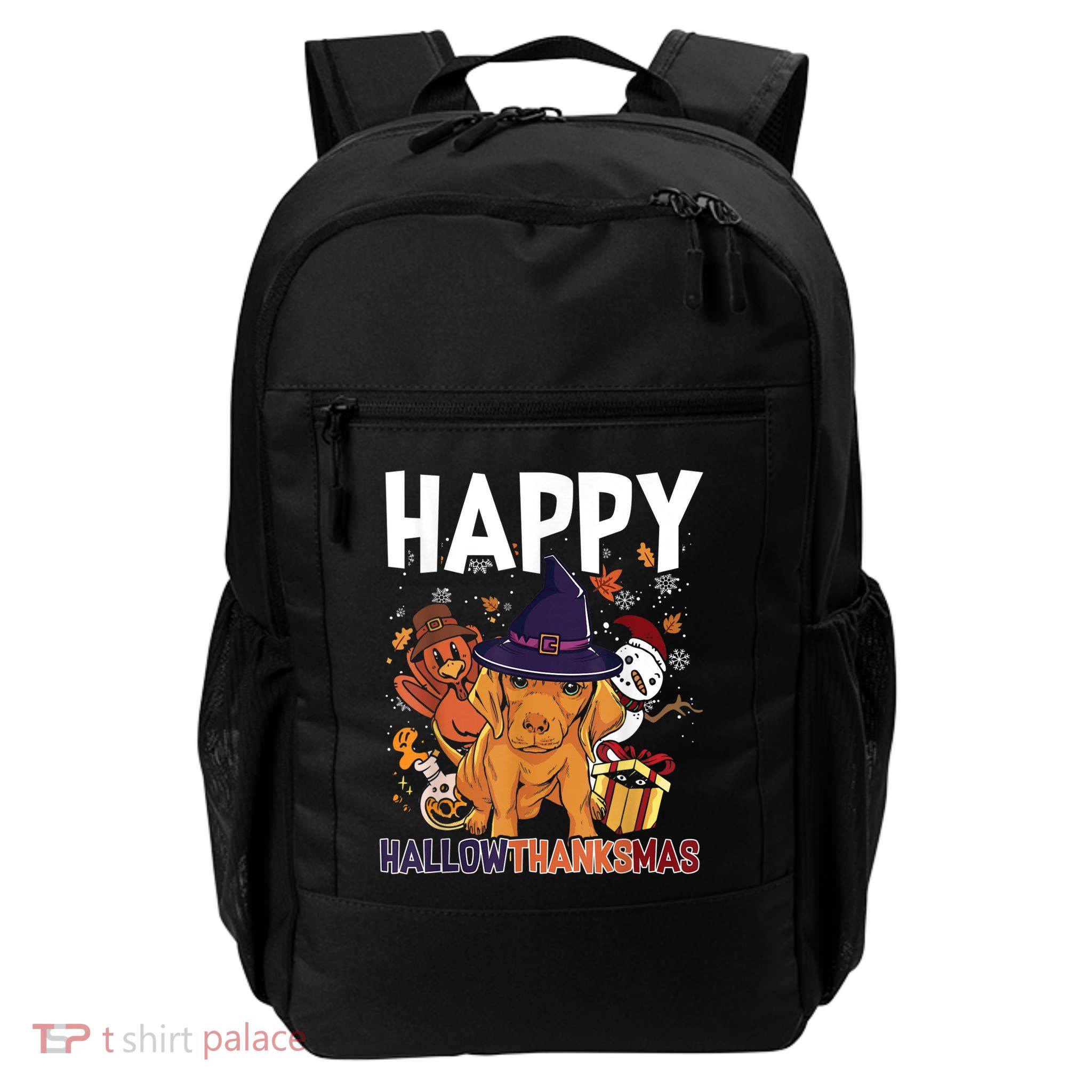 Hallothanksmas Dachshund Halloween Christmas Thanksgiving Backpack