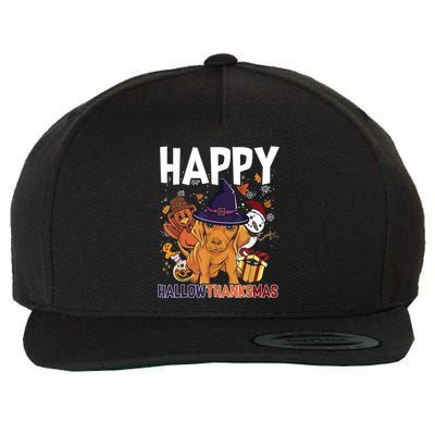 Hallothanksmas Dachshund Halloween Christmas Thanksgiving Wool Snapback Cap