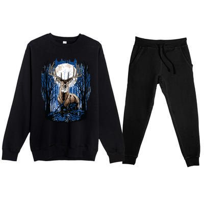 Hunters Deer Hunting Big Whitetail Buck Premium Crewneck Sweatsuit Set