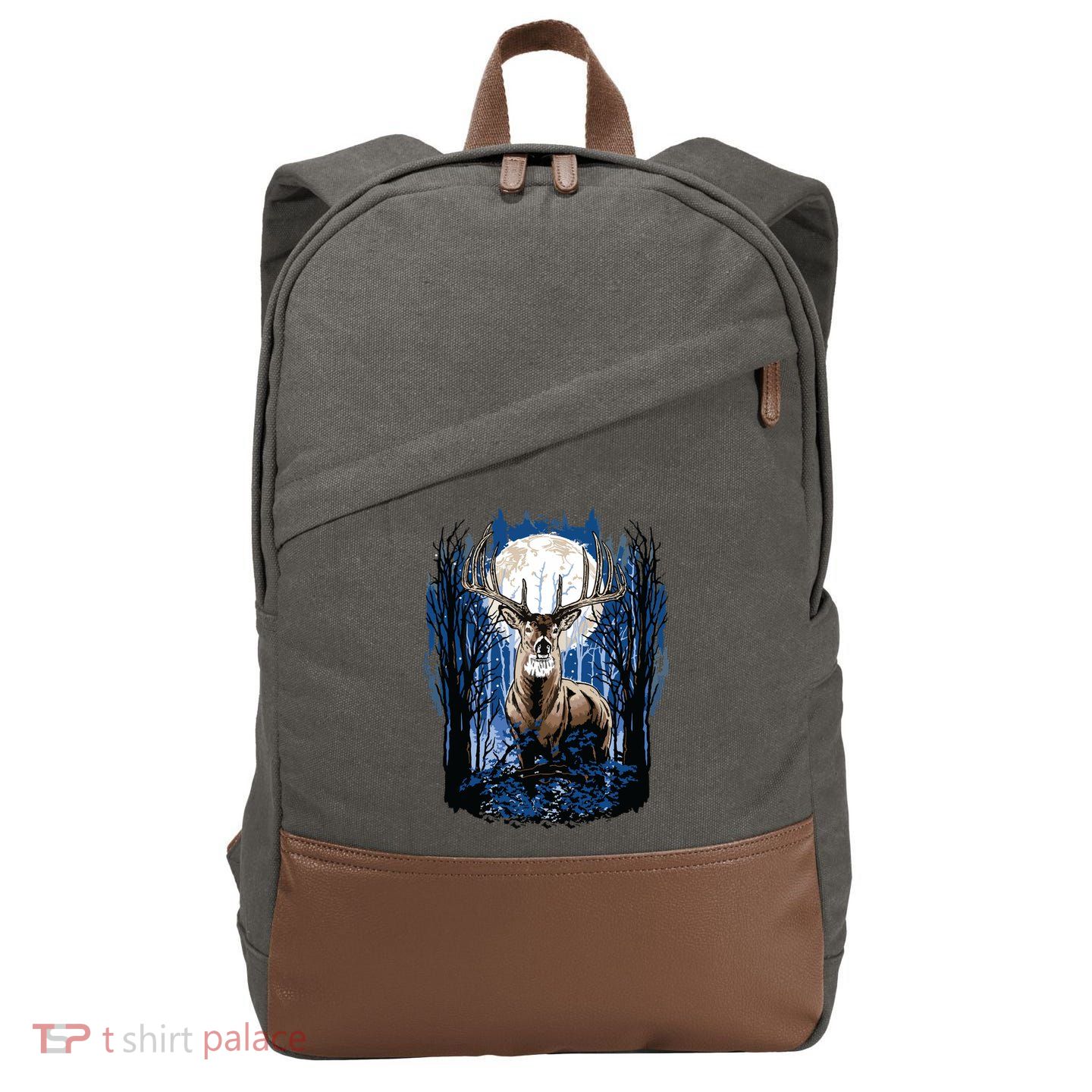 Hunters Deer Hunting Big Whitetail Buck Cotton Canvas Backpack