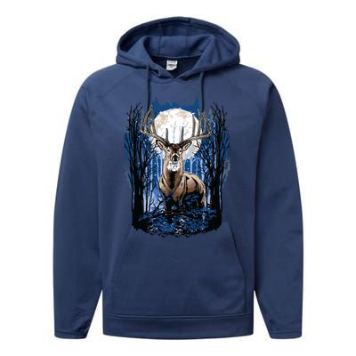 Hunters Deer Hunting Big Whitetail Buck Performance Fleece Hoodie