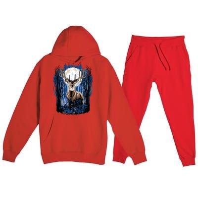 Hunters Deer Hunting Big Whitetail Buck Premium Hooded Sweatsuit Set