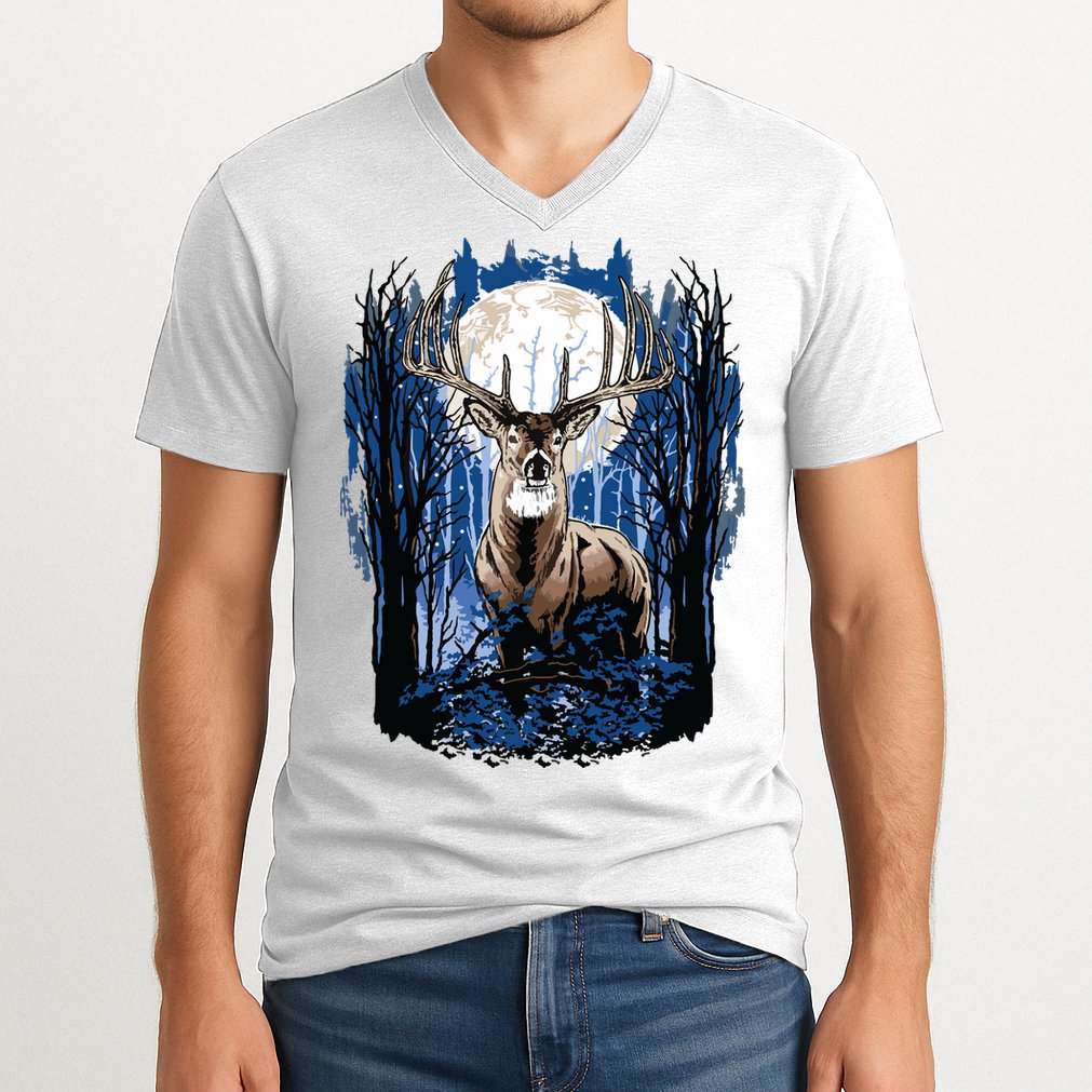 Hunters Deer Hunting Big Whitetail Buck V-Neck T-Shirt