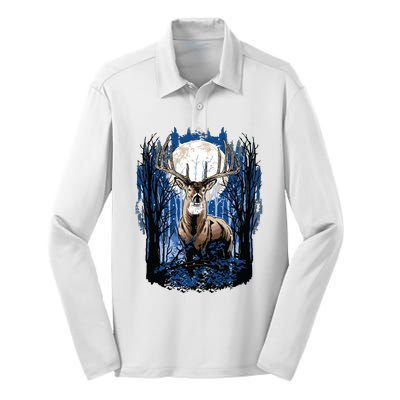 Hunters Deer Hunting Big Whitetail Buck Silk Touch Performance Long Sleeve Polo