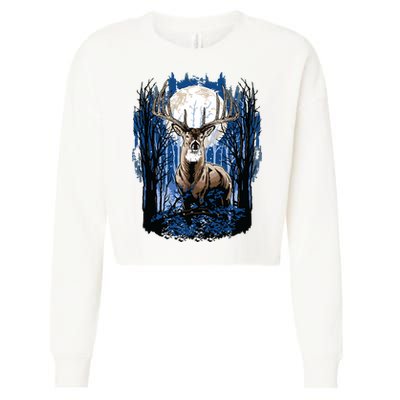 Hunters Deer Hunting Big Whitetail Buck Cropped Pullover Crew