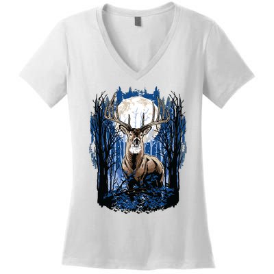 Hunters Deer Hunting Big Whitetail Buck Women's V-Neck T-Shirt