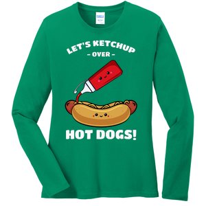 Hot Dog Hotdogs Wiener Frank Weenie Sausage Bun Frankfurter Ladies Long Sleeve Shirt