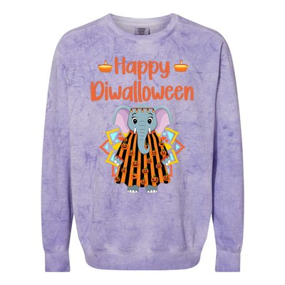 Happy Diwalloween Halloween Diwali Pumpkin Lantern Deepaval Colorblast Crewneck Sweatshirt