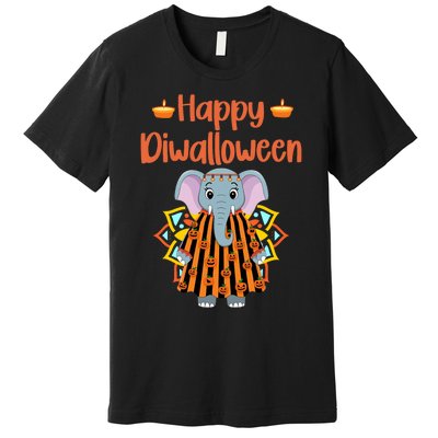 Happy Diwalloween Halloween Diwali Pumpkin Lantern Deepaval Premium T-Shirt