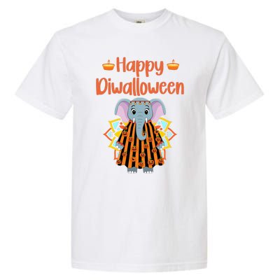 Happy Diwalloween Halloween Diwali Pumpkin Lantern Deepaval Garment-Dyed Heavyweight T-Shirt