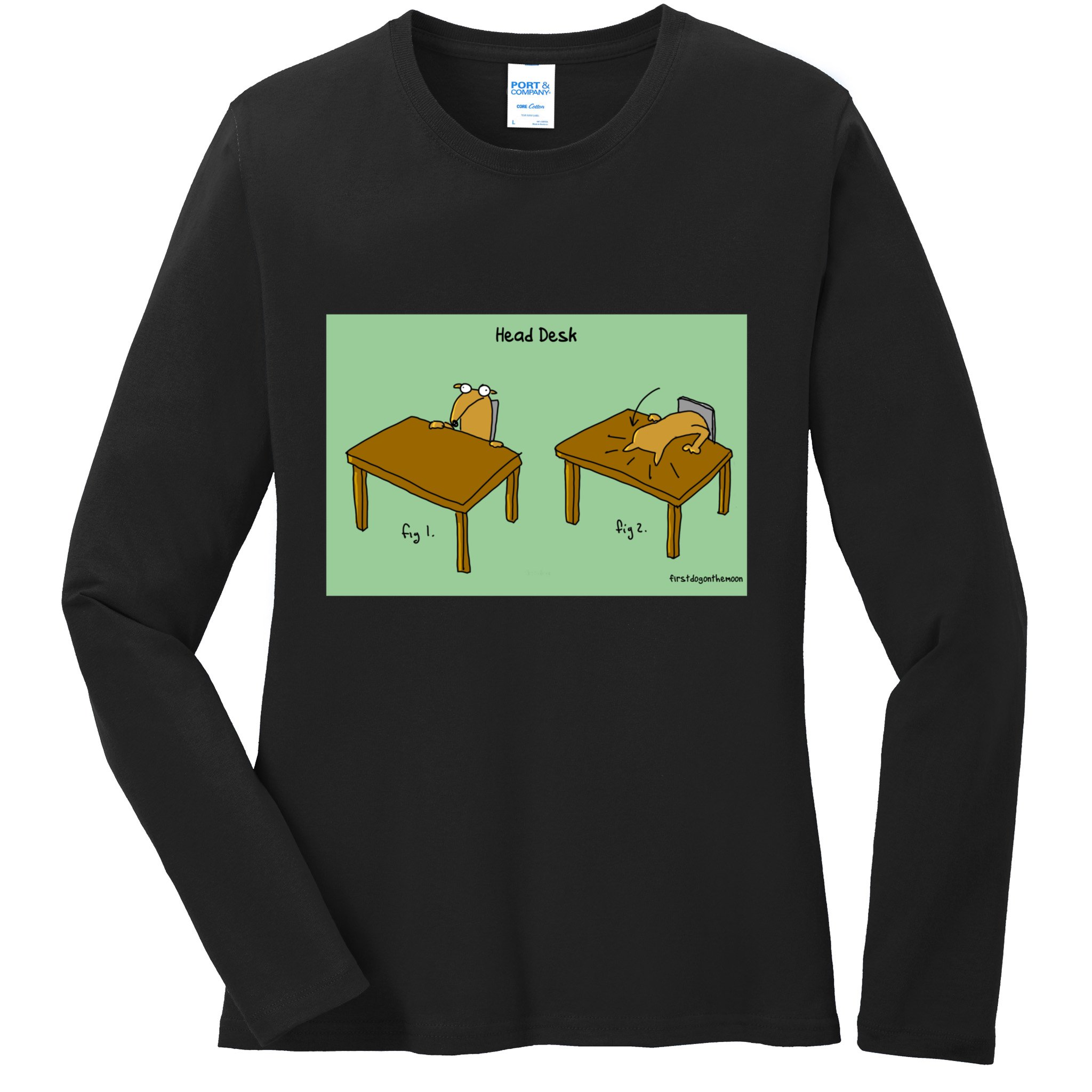 Head Desk Ladies Long Sleeve Shirt