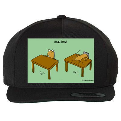 Head Desk Wool Snapback Cap