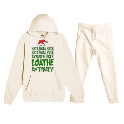 Hate Double Hate Loathe Entirely Funny Christmas Santa Premium Hooded Sweatsuit Set