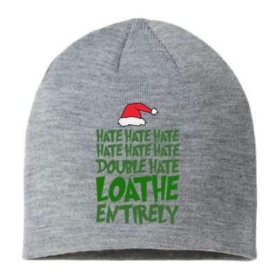 Hate Double Hate Loathe Entirely Funny Christmas Santa Sustainable Beanie